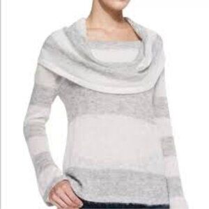 Free People Gray and White Cowl Neck Sweater